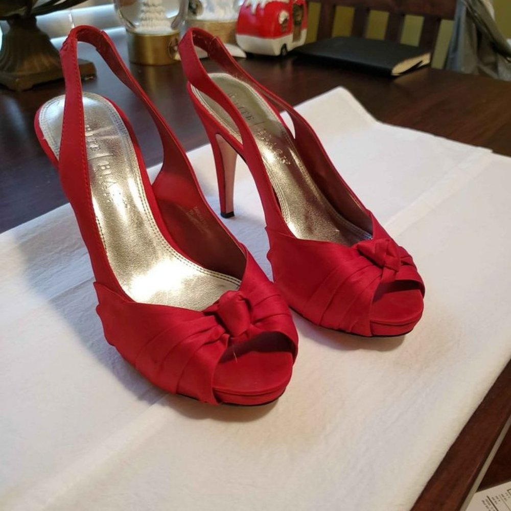 White House Black Market Red Satin Heels size 9
